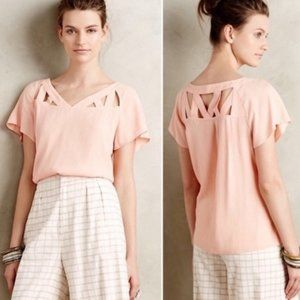 Maeve Peach Cutout Blouse